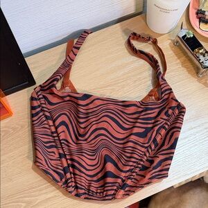 Urban Outfitters Orange and Black Striped Top